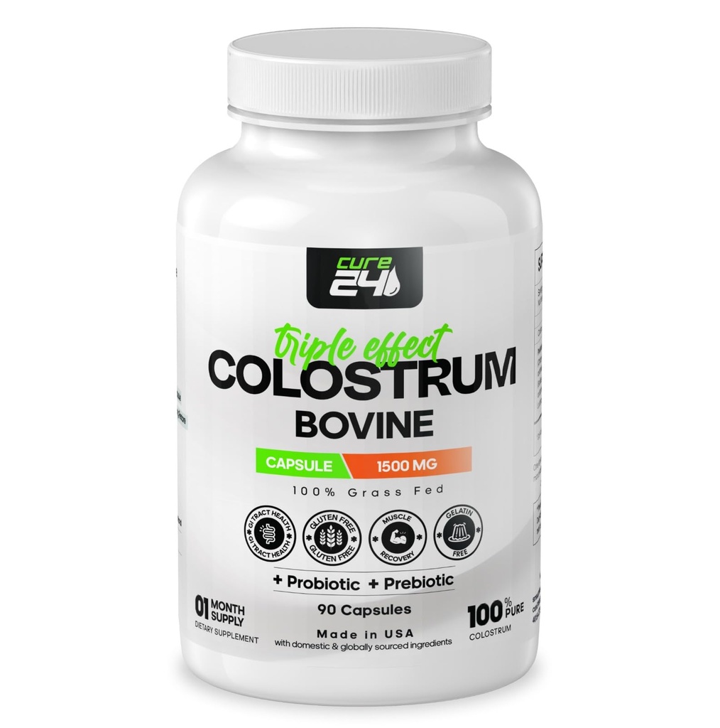 Συμπλήρωμα καψακίου Bovine Colostrum X3 για τους ανθρώπους, 100% καθαρό φυσικό χόρτο Fed Superfood, High IgG, Plus Probiotic & Prebiotic, Made in USA