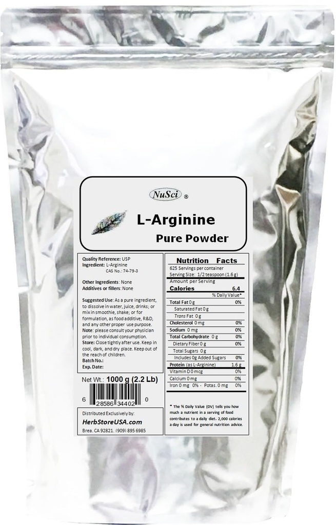 L-Arginine Powder Pure Base Form (1000 Grams (2.2 lb))