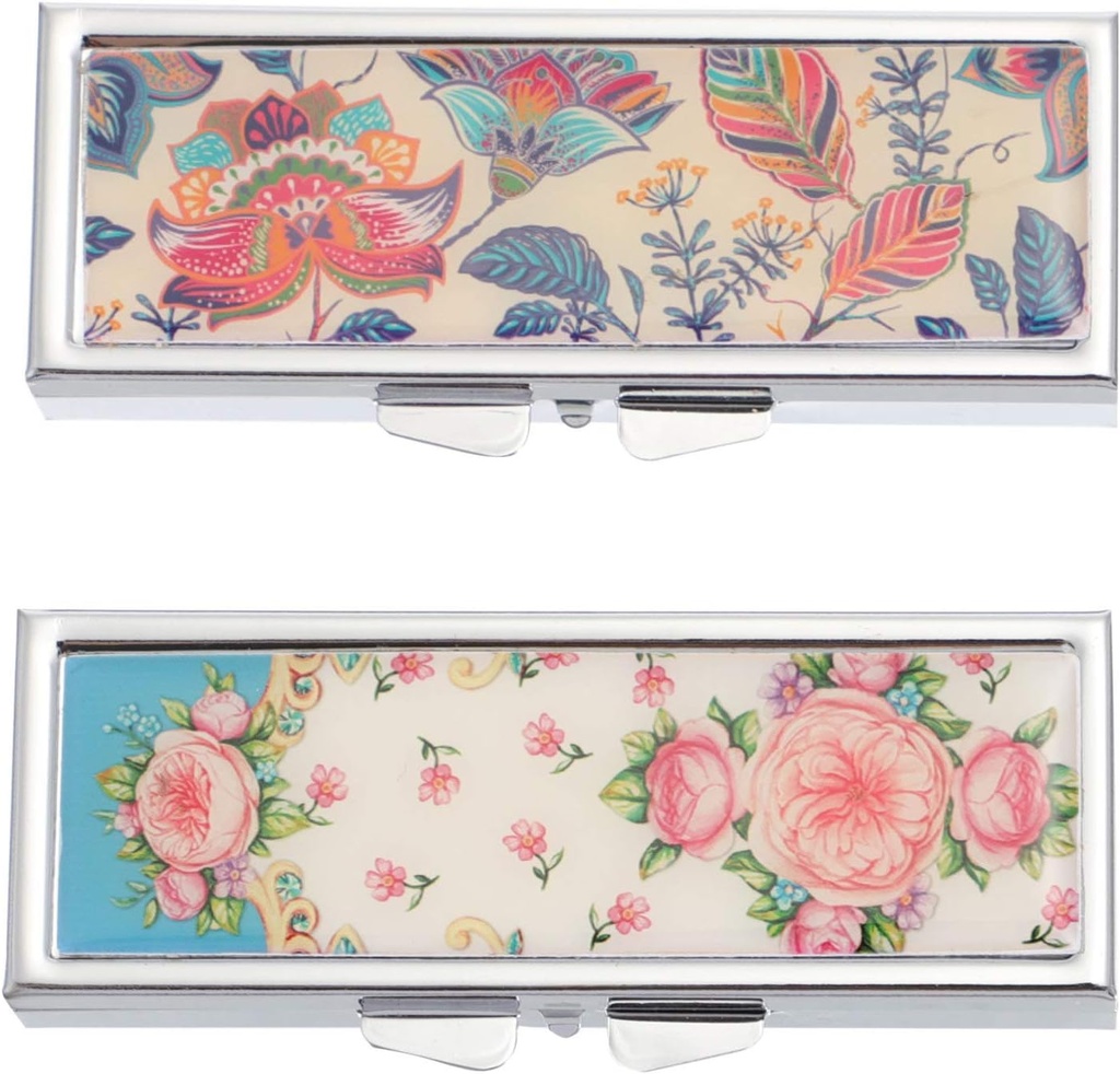 EXCEART 2pcs Μεταλλικό Χάπια Κουτί Εβδομαδιαία 7 Ημέρες Am Pm Pill Υπόθεση Ημερήσιες Χάπια Περιπτώσεις Περιστατικού Περιστατικού Χάπια 3 και 6 Διαμερίσματα Κάτοχος Αποθήκευσης για Χάπια Βιταμίνη Fish Oil Συμπληρώματα Τυχαία Μοτίβο