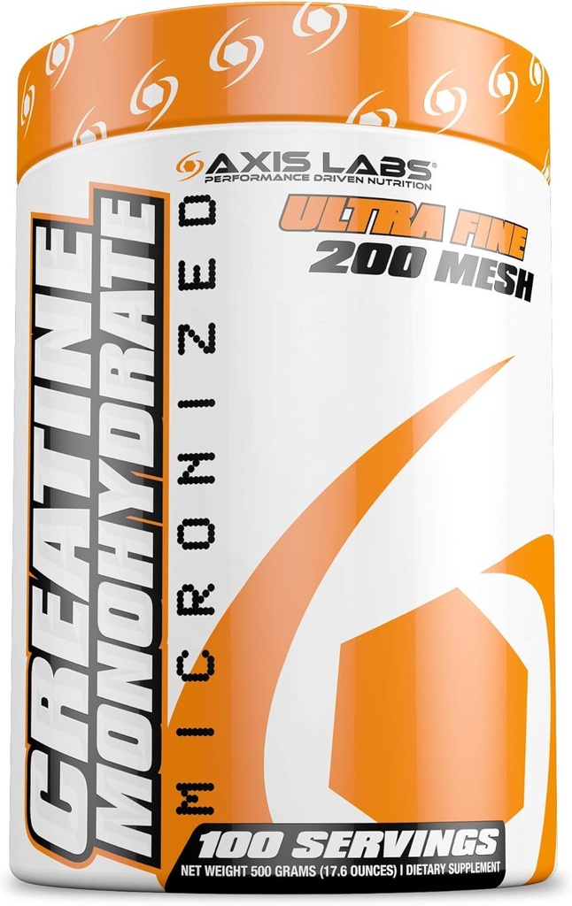 Axis Labs Μικρονωμένα Creatine Monohydrate - Mineral Supplement - 100 Services - Ενισχύει τη δύναμη - Ενισχύει την ανάπτυξη των μυών - Αυξάνει το συνολικό μέγεθος