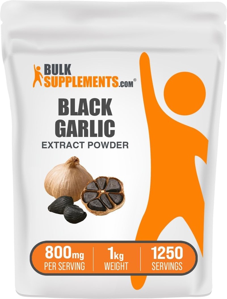 BulkSupplements.com Black Garlic Extract Powder - Aged Garlic Extract, Herbal Supplement - Vegan & Gluten Free, 800mg per Serving, 1kg (2,2 lbs) (Pack of 1)