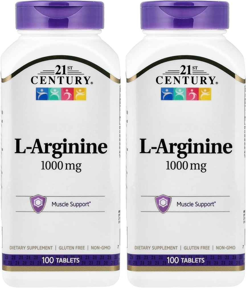 21ος αιώνας L-αργινίνη 1000mg, μέγιστη αντοχή 100 ea (πακέτο του 2)