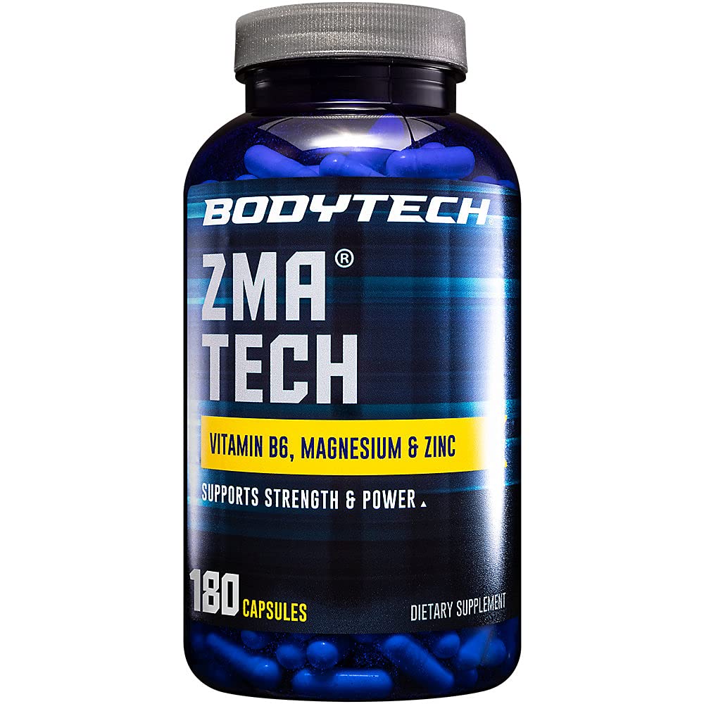 BODYTECH ZMA-Premium ψευδάργυρος, μαγνήσιο, και βιταμίνη Β6 συμπλήρωμα για την υποστήριξη ενισχυμένη αποκατάσταση μυών, βελτιωμένη ποιότητα ύπνου, και βέλτιστη ανοσοποιητική υγεία, ενισχύει τη μυϊκή δύναμη (180 κάψουλες)
