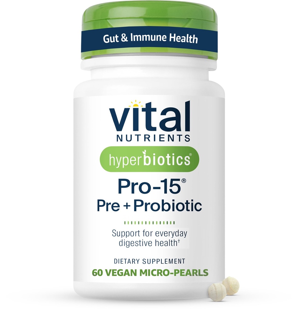 Hyperbiotics Vital Nutrients Pro-15 Prebiotics and Probiotics for Women and Men 