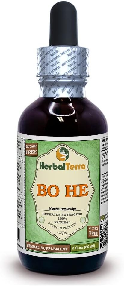 Bo He (Mentha halpocalyx) Γλυκερίτης, Αποξηραμένο Βότανο Χωρίς Αλκοόλ Υγρό Εκχύλισμα (Όνομα: HerbalTerra, Περήφανα Κατασκευασμένο στις ΗΠΑ) 2 fl.oz (60 ml)