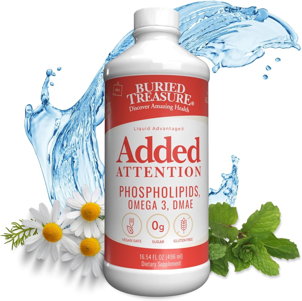 Θαμμένος Θησαυρός - Προστέθηκε Προσοχή - Παιδική Μάθηση Υποστήριξη με GABA DHA Βιταμίνη Β και Herbal Blend - Βοήθεια Υγιεινές λειτουργίες του εγκεφάλου - Βελτιωμένη Σύντομη Ακουστική Εστίαση & Συμπεριφορά 16.54 oz