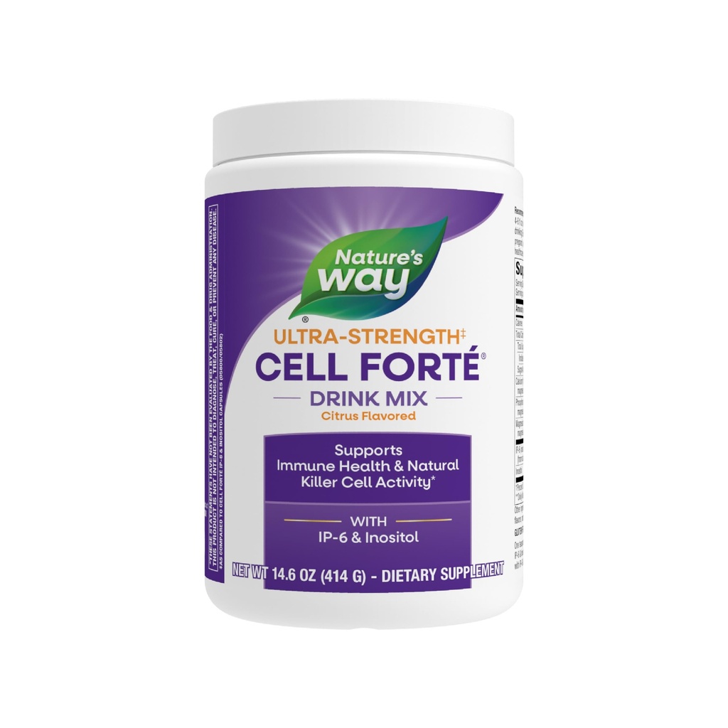 Nature's Way Ultra Strength(1) Cell Forté Drink Mix, IP-6 & Inositol Powder Supplement, Supports Immune Health & Natural Killer Cell Activity*, Citrus Flavored, Vegan, 14,6 Oz (Packaging May Vary)