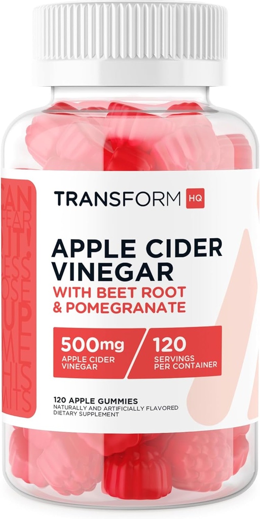 TransformHQ Apple Cider Gummys (120 υπηρεσίες, 500mg ανά υπηρεσία) - Χωρίς γλουτένη, μη ΓΤΟ