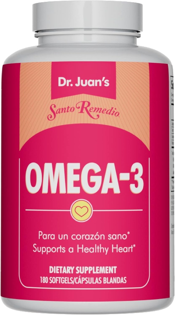 Santo Remedio Omega 3, υποστηρίζει καρδιοαγγειακή υγεία, συμπλήρωμα διατροφής, χωρίς τεχνητά χρώματα, Ολικά Ω-3 λιπαρά οξέα 2000 mg, 180 Softgels, 90 δόσεις