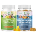 Πακέτο Omega DHA Gummies για τα παιδιά - Λιπαρά Οξέα Ωμέγα 3 6 9 με βιταμίνη C για τον εγκέφαλο, την ανοσία & το όραμα και τα παιδιά Ανοσία Υποστήριξη Gummies - Νόστιμο Βιταμίνη C με ψευδάργυρο & Echinacea Ανοσοποιητικό Αναμνηστικό