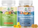 Πακέτο Omega DHA Gummies για τα παιδιά - Λιπαρά Οξέα Ωμέγα 3 6 9 με βιταμίνη C για τον εγκέφαλο, την ανοσία & το όραμα και τα παιδιά Ανοσία Υποστήριξη Gummies - Νόστιμο Βιταμίνη C με ψευδάργυρο & Echinacea Ανοσοποιητικό Αναμνηστικό