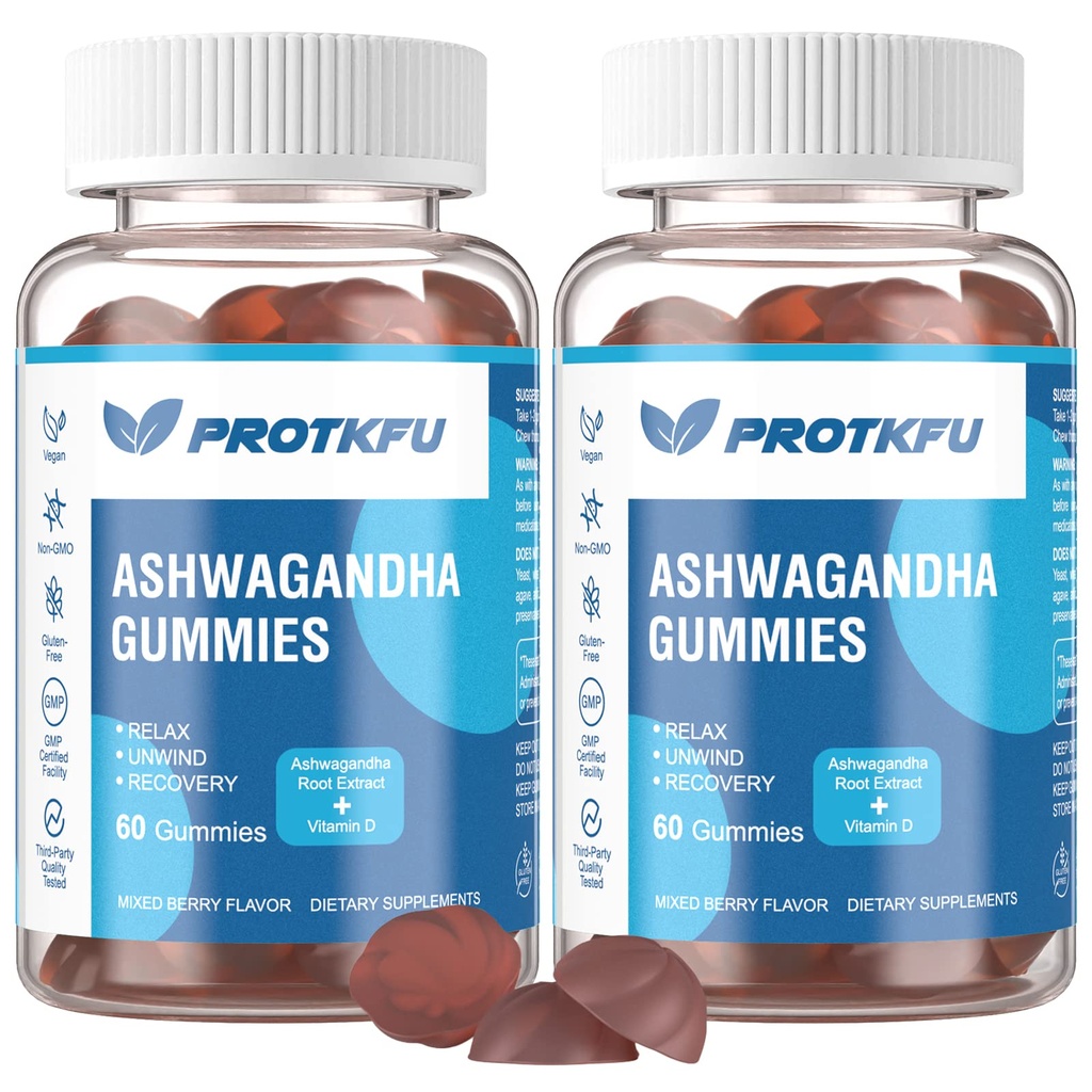 2 Πακέτο Ashwagandha Gummies & βιταμίνη D3 Gummies Organic Aswangdha συμπλήρωμα για τη βελτίωση του ύπνου, το στρες ανακούφιση και την ηρεμία Mood (μη GMO, χωρίς γλουτένη & ζάχαρη)