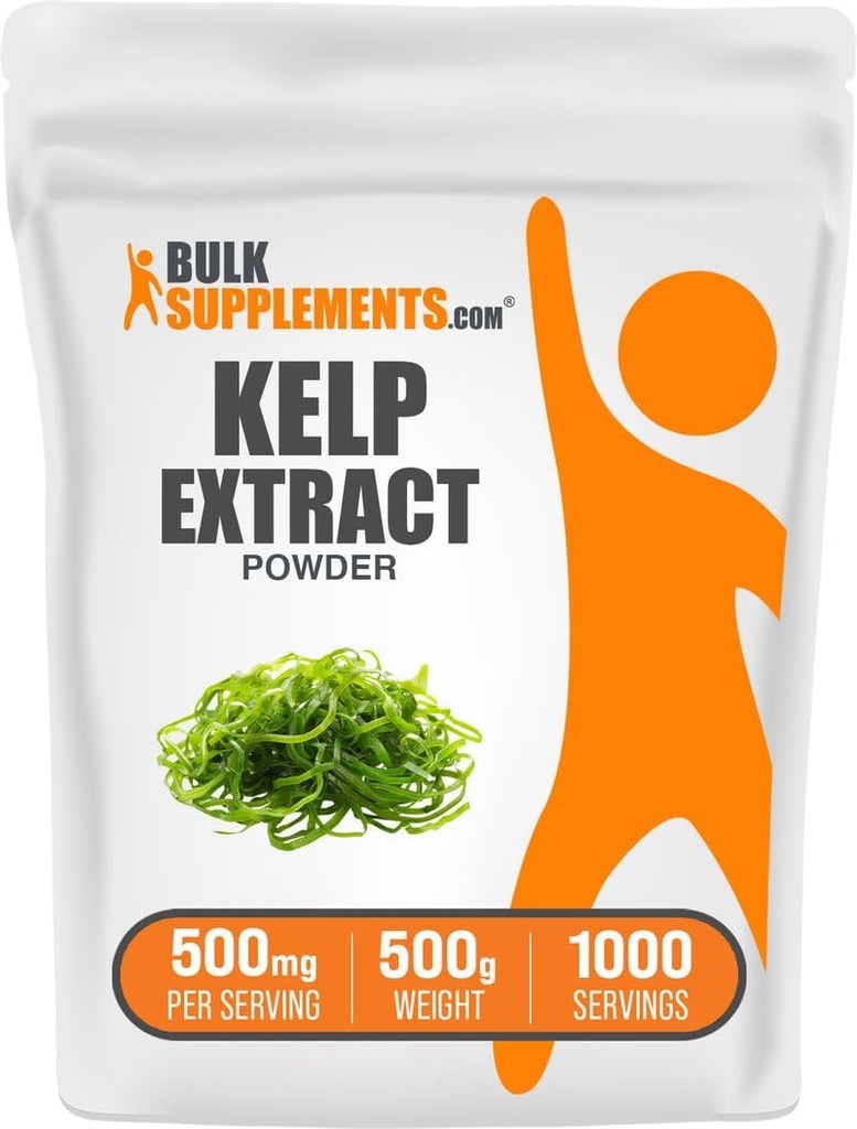 BulkSupplements.com Kelp Extract Powder - Kelp Supplement, Brown Seaweed Extract, Seaweed Powder - Χωρίς γλουτένη, 500mg ανά Σερβίρισμα, 500g (1.1 lbs) (Συσκευασία των 1)