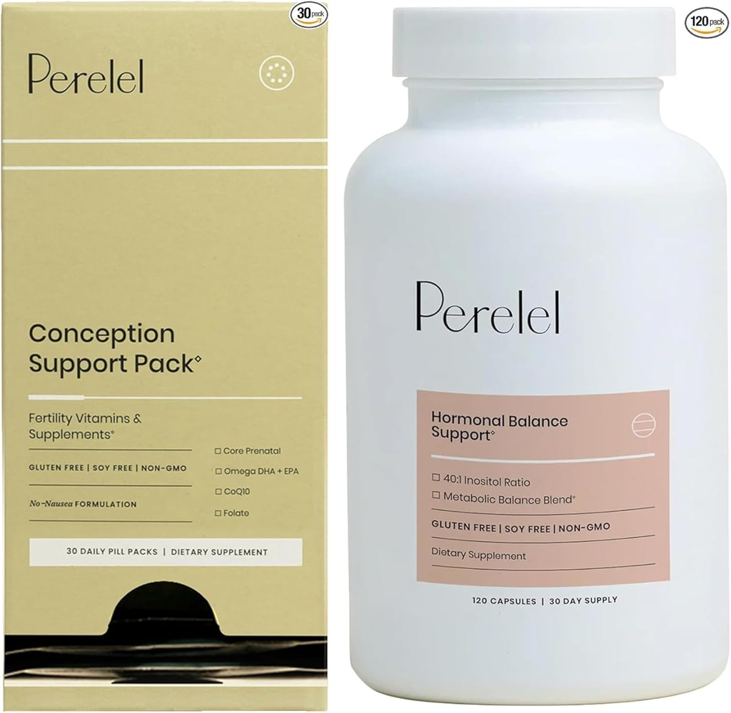 Perelel Conception Support Pack & Hormone Balance Support, Prenatal Multivitamin for Fertility Wellness & Womens Supplement to Support Female Health, 150 Pills