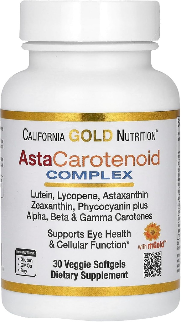 California Gold Nutrition Astaxanthin Carotenoid Complex, Lutein, Lycopene, Astaxanthin, 30 Veggie Softgels