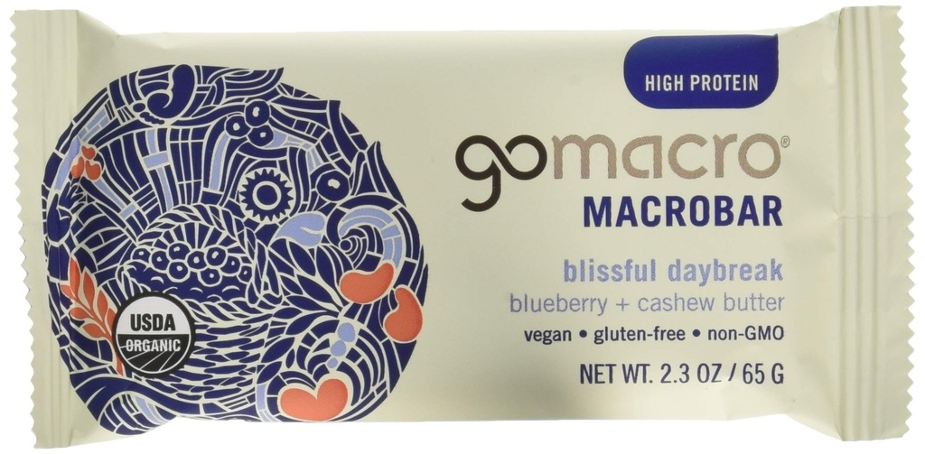 GoMacro Macrobar Organic Vegan Protein Bars - Βατόμουρο + βούτυρο κάσιους (2,3 μπαρ ουγγιάς (πακέτο των 12)