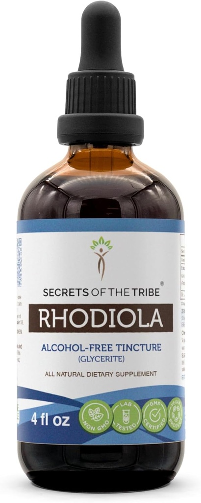 Μυστικά της Φυλής Rhodiola Βάμμα Χωρίς Αλκοόλ (Γλυκερίτης) 655 mg Rhodiola (Rhodiola Rosea) Αποξηραμένη Ρίζα (4 Fl Oz) Συμπλήρωμα Ενεργειακής Υποστήριξης
