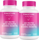 Pink Stork Myo-Inositol & D-Chiro Inositol συμπλήρωμα - Ορμονική Ισορροπία για τις γυναίκες - Ovarian Υποστήριξη - 40:1 Ratio - Συμπληρώματα γονιμότητας για τις γυναίκες - 180 κάψουλες, 2 Μήνες προσφοράς