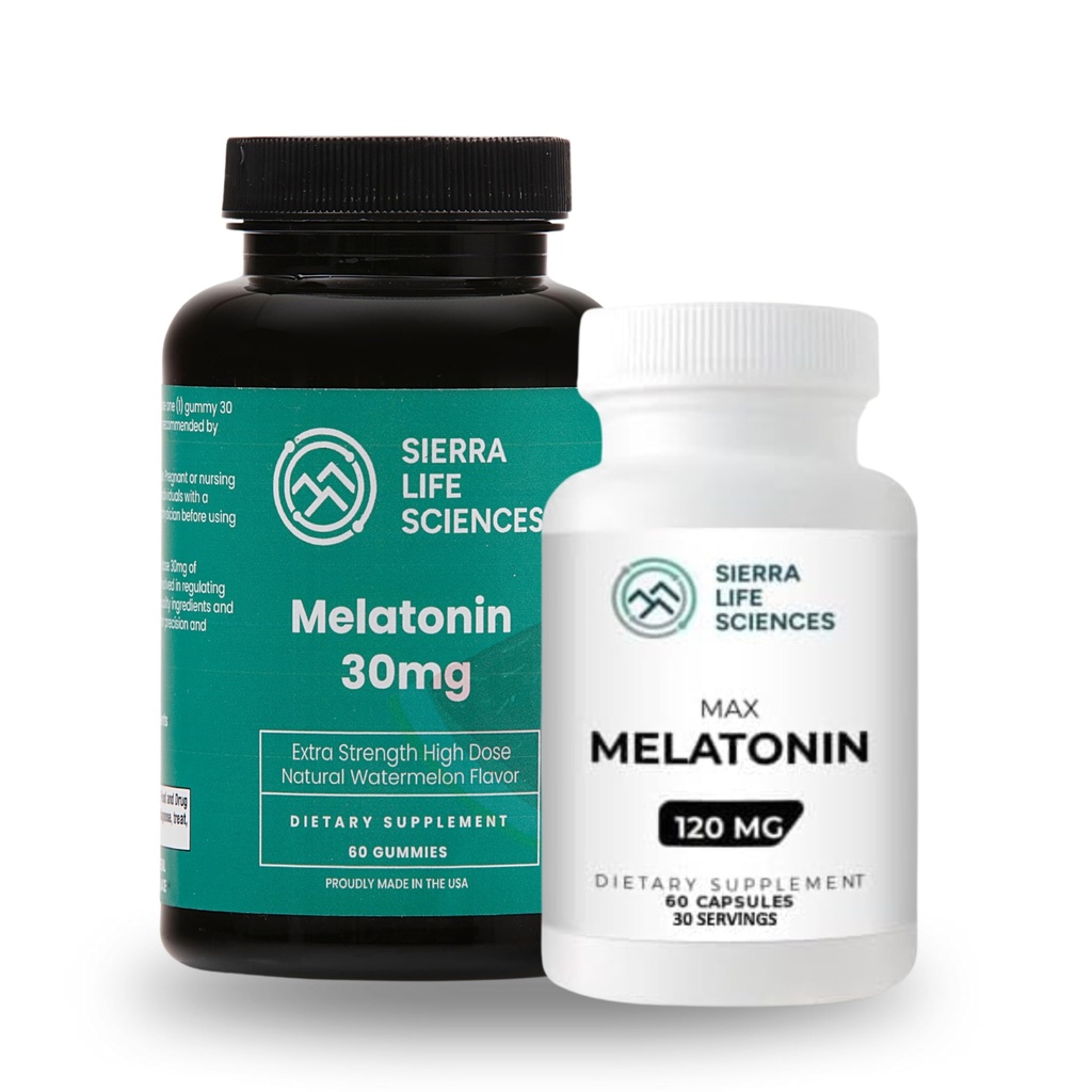Melatonin Bundle | 30mg Watermelon Gummies & 120mg High-Dose Capsules | Advanced Sleep Aid for Adults | Vegan & Non-GMO