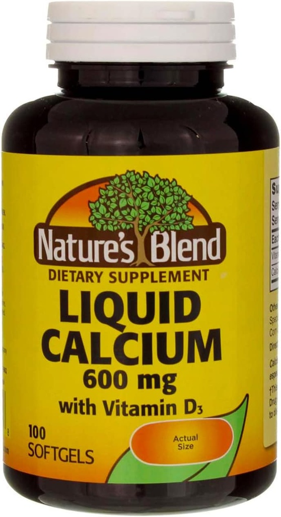 Υγρό ασβέστιο 600mg με D-3 (100 Softgels) 3 BOTTLES Σύνολο 300 Softgels