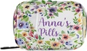Custom Pill Box 7 Day Pill Τσάντα υπόθεση Watercolor Ανοιξιάτικα λουλούδια Εξατομικευμένο όνομα Τσάντα Organizer Ταξιδιών Χάπια με Zipper Φορητή Εβδομαδιαία περίπτωση Συμπαγές μέγεθος για τον κάτοχο συμπλήρωμα βιταμίνης
