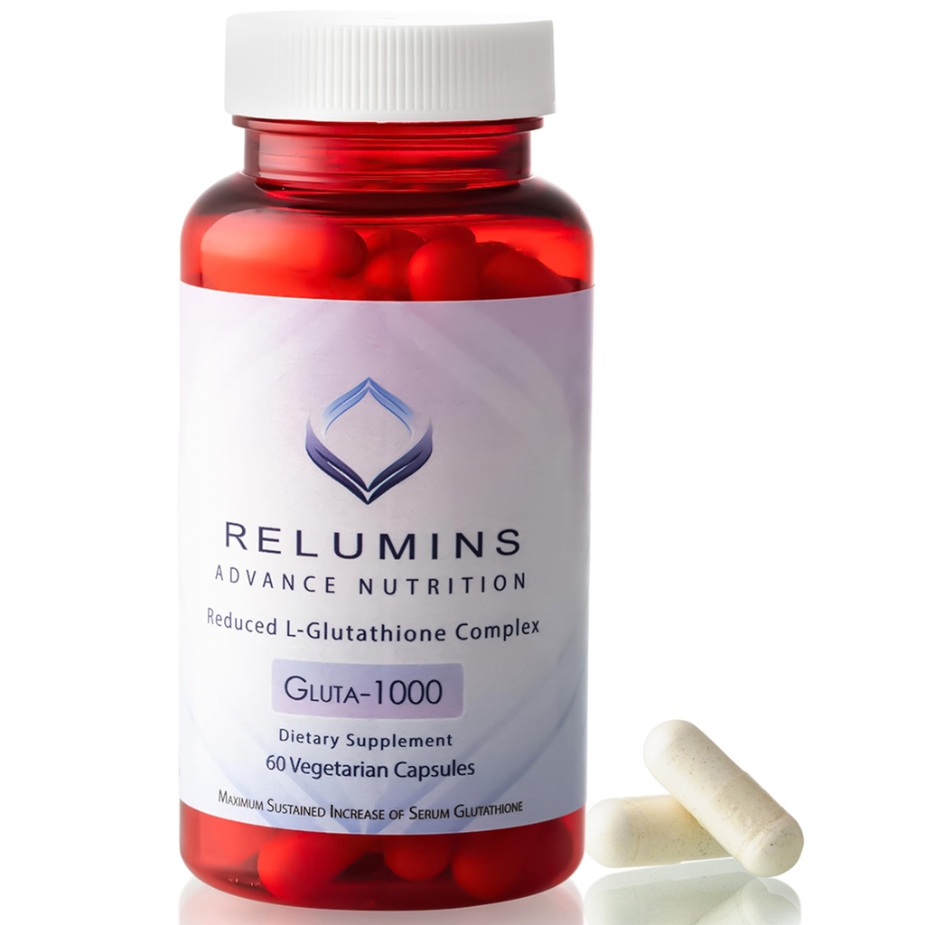 Relumins L Glutathionone Supplement Complex - Μειωμένη Γλουταθειόνη 1000mg με Alpha Lipoic Acid & Rose HIPS κάψουλες για Νουριχτό & πιο απαλό δέρμα, Made in USA - 60 Caps