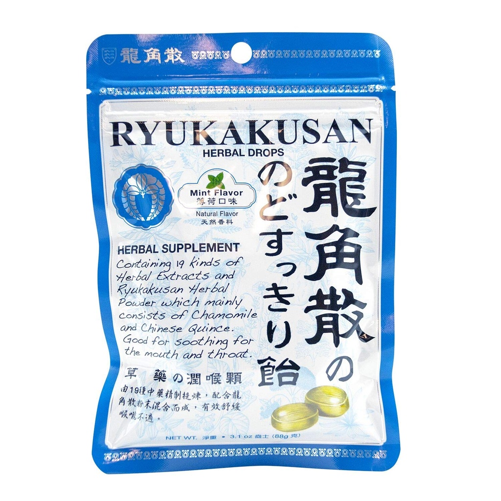 Ryukakusan Mint Flavor Herbal Drops (Υποστηρίγματα Λαρύγγι, Στόμα, Άνω Αναπνευστικό) (32 σταγόνες) (1 Τσάντα) (Λογιστικό)