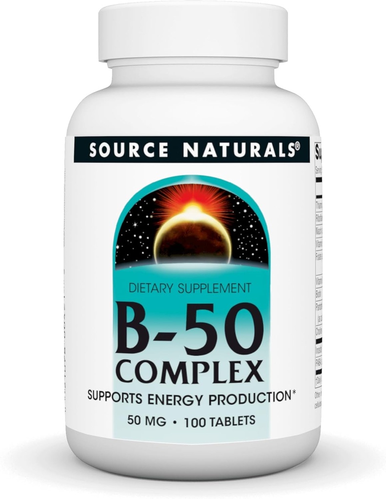 Source Naturals B- 50 Complex - Υποστηρίζει την παραγωγή ενέργειας* - 50 mg - 100 δισκία