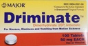 Major Driminate® Dimenhydrinate 50mg 100 Ct for Nausea, Dizziness and Vomiting From Motion Sickness
