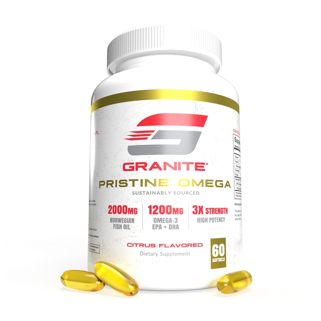 Συμπληρώματα πριτίνης γκρανίτη Omega-3, 2000mg νορβηγικό ιχθυέλαιο συμπλήρωμα με EPA & DHA, υποστηρίζει κοινή, καρδιά, εγκέφαλος, & διάθεση, με βιώσιμη πηγή, καθαρότητα δοκιμαστεί (60 Softgels)