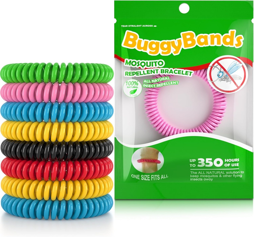 12 Pack Mosquito Repellent Βραχιόλια, μεμονωμένα τυλιγμένα, χωρίς DEET, φυσικό και αδιάβροχο συγκρότημα