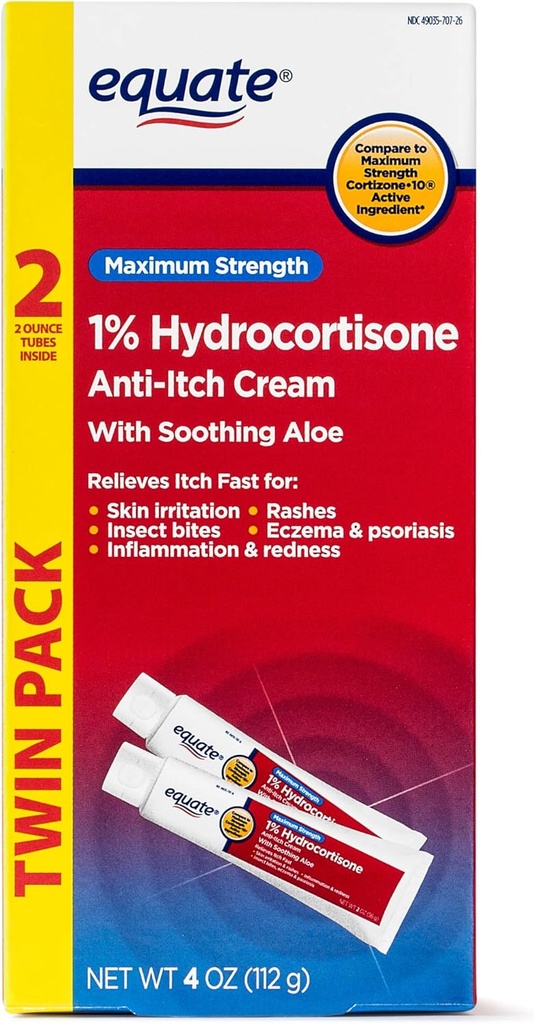 Ικανό TWINPACK 1% Hydrocortisone Anti-itch Cream Σε σύγκριση με τη μέγιστη δύναμη Κορτιζόνης