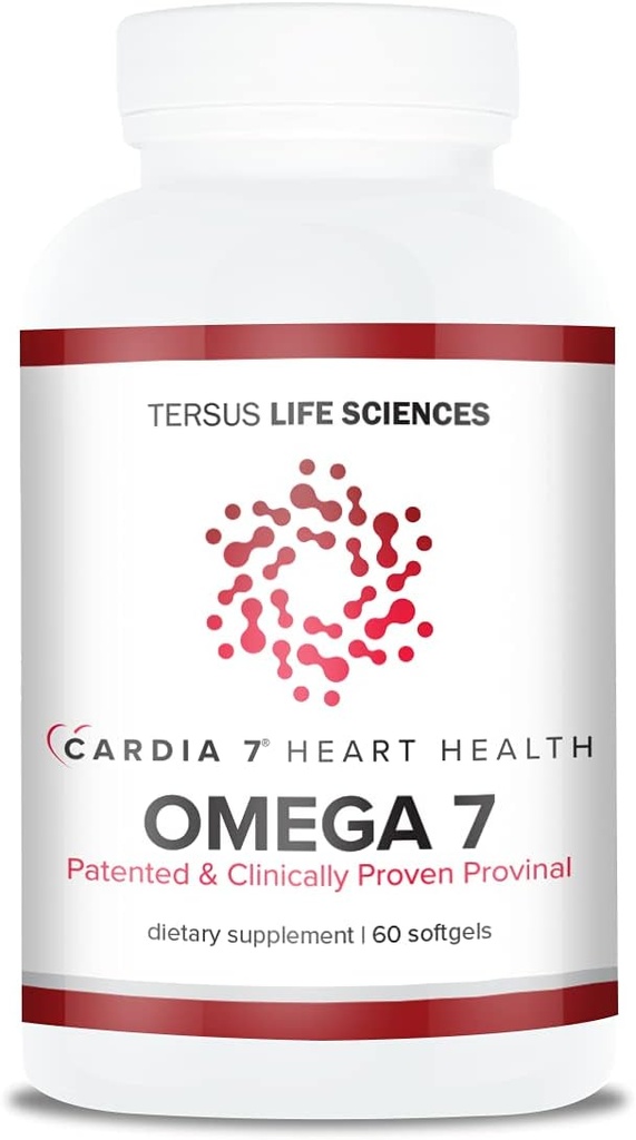 Cardia 7 Heart Health Ωμέγα 7 - Που περιέχει πατενταρισμένο Provinal εξαγνισμένο Ωμέγα 7 Λιπαρά Οξέα - Δεν μυρωδιά ψαριών ή Burp-Back - 60ct μαλακά Gels