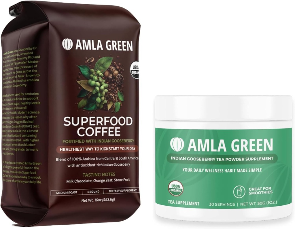Άμλα Πράσινος βιολογικός καφές εδάφους Superfood, Μεσαίου Ψητός καφές Gourmet και 20X συμπυκνωμένη αρχική Amla δύναμη 30 εξυπηρετούν