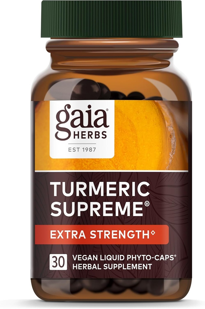 Gaia Herbs Turmeric Supreme Extra Strength - Υποστηρίζει Occasional Speaking from Normal Wear & Tear - με Turmeric Curcumin & Black Pepper - 30 Vegan Liquid Phyto-Capsules (Up to 30-Day Supply)