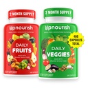 UpNourish Organic Fruits and Veggies Supplement - Υποστήριξη Διατροφής Ισορροπία, Καθαρισμός Σώματος & Ενέργεια - 480 Φρούτα και Σούπερ Πράσινα Κάψουλες από τη Φύση - Συμπληρώματα φρούτων και λαχανικών για ενήλικες & παιδιά