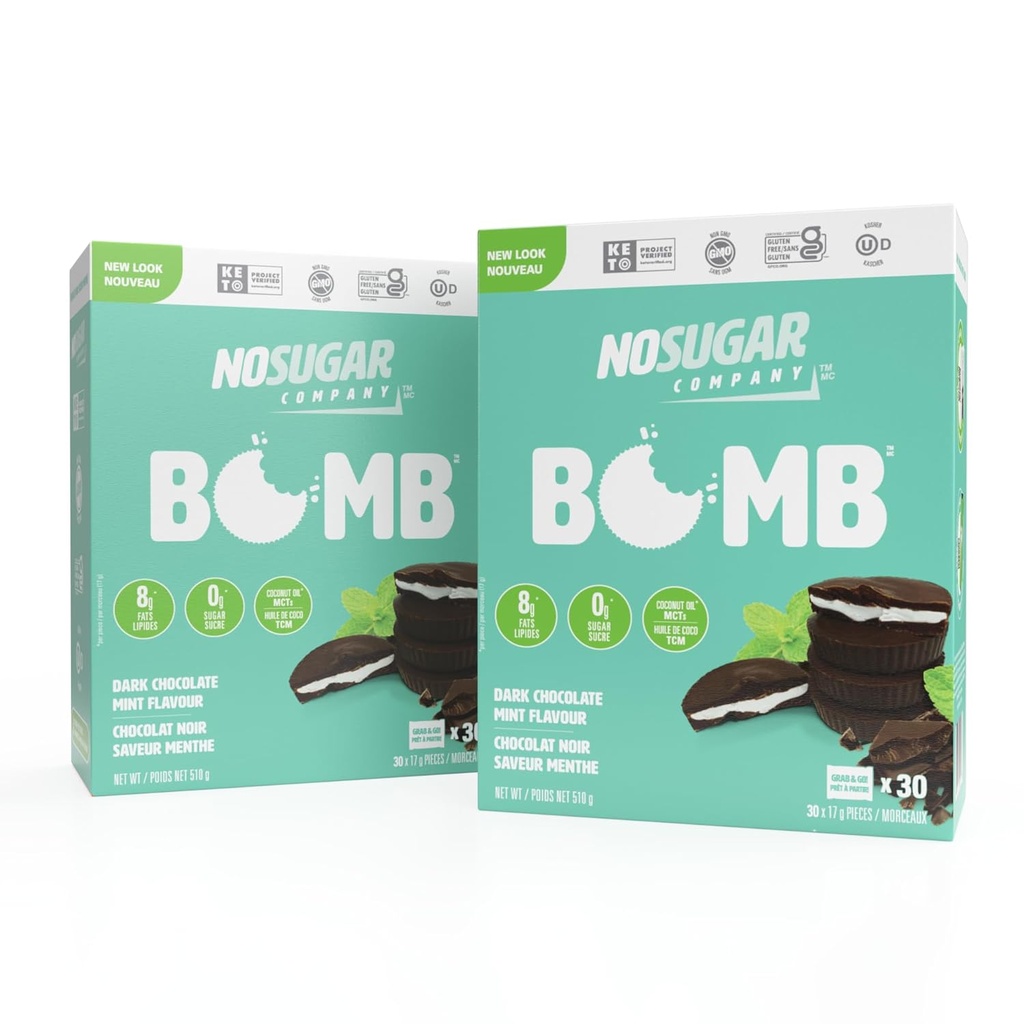 No Sugar Keto Cups, Chocolate Mint, 60 Cups - Diabetic safe treat, Low Net Carb (1g), Sugar Free (0g) Keto Fat Bomb Snacks with 7g Healthy Fat - Gluten Free, All Natural, Non-GMO