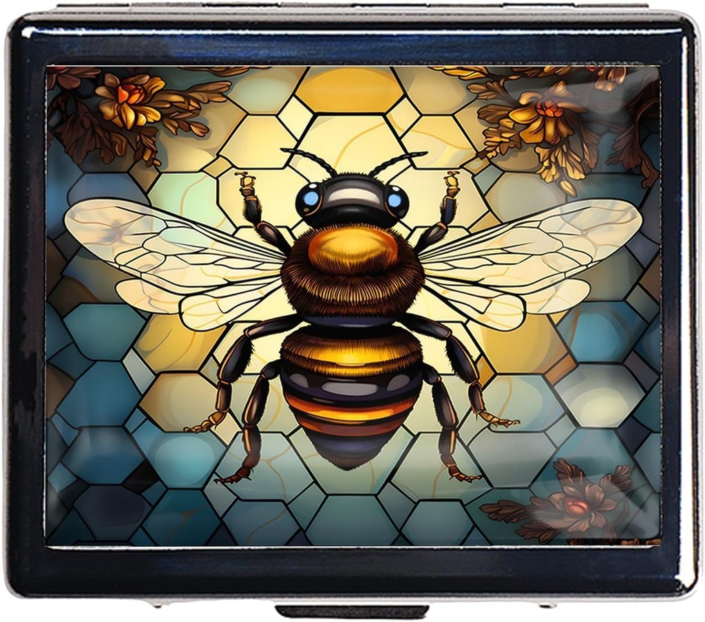 7 ημέρες χρωμάτισε λαμπερό Silver Hill Organizer με καθρέφτη μέσα έχει 8 ξεχωριστά διαμερίσματα Ορθογώνιο 7 ημέρες Χάπια κουτί (Bee Stained Glass)