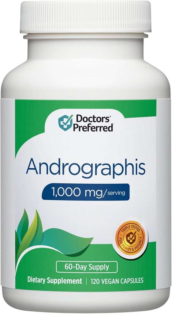 DOCTORS' PREFERRED Andrographis Extract - 1,000 mg/Serving, 120 Vegan Capsules