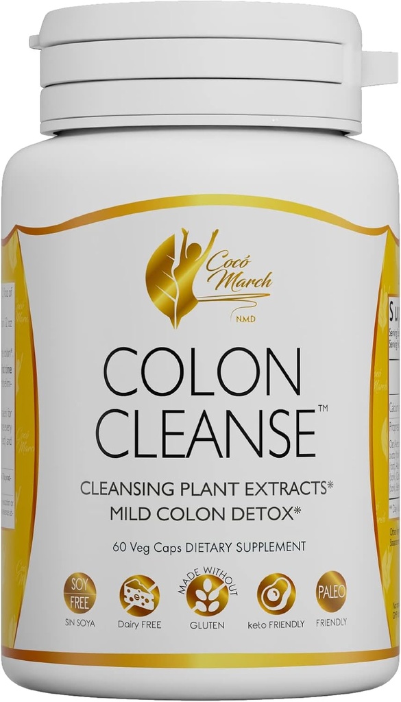 Cocó March N.M.D Colon Cleanse - Dietary Supplement, Cleansing Plant Extracts, Mild Colon Cleanse - Gluten Free, Dairy Free, Soy Free, Keto Friendly, Paleo Friendly, 60 Veg Caps - 15 Servings