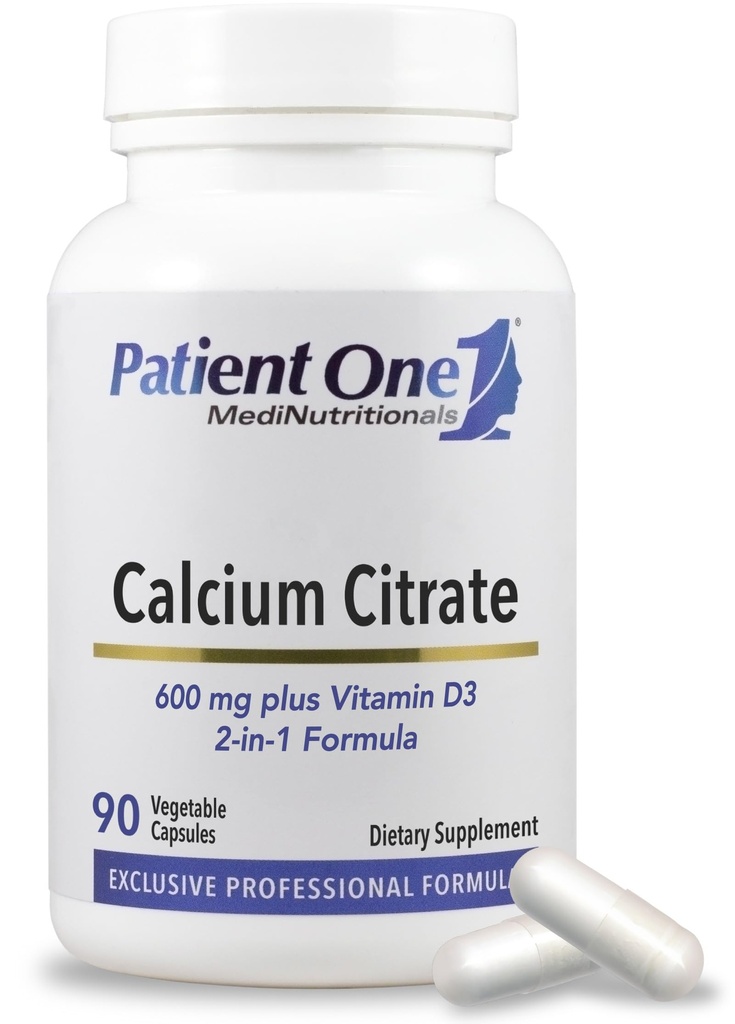 Patient One Calcium Citrate Plus Vitamin D3 | Supplement to Support Bone and Heart Health* | Enhanced Absorption | 90 Capsules