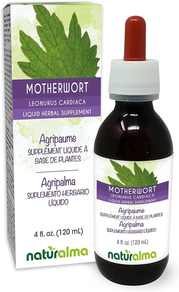 Naturalma Motherwort (Leonurus cardiaca) herb with Flowers Alcohol-Free Tincture - 4 fl oz Liquid Extract in Drops - Herbal Supplement - Vegan