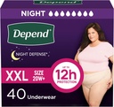 Εξάρτηση night Defense Adult Diapers, Ακράτεια & Επιλόχειο Βλάχος Leak Εσώρουχα για γυναίκες, Disposable, Overnight, Extra-Extra-Large, Blush, 40 Count (4 συσκευασίες των 10), Συσκευασία Μαΐου Vary