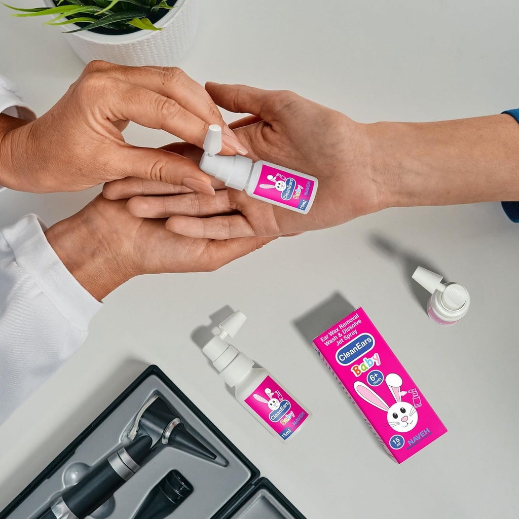 NAVEH PHARMA CleanEars Baby Earwax Removement Spray 0.5 Fl Oz (1 Μονάδα) + NAVEH PHARMA Dry Ears Spray 1 FL Oz (1 Μονάδα)