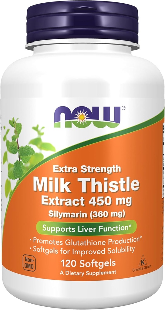 NOW Συμπληρώματα Τροφίμων, Silymarin Milk Thittle Extra Strength 450 mg, 120 Softgels