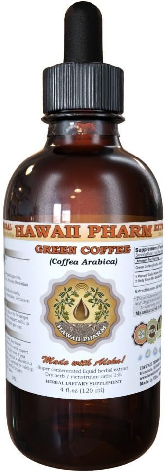 HawaiiPharm Green Coffee Liquid Extract, Πράσινος καφές (Coffea Arabica) Bean Powder Tigture Supplement 2 oz