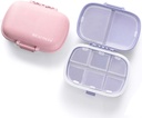 MEACOLIA 2 Pack 8 Διαμερίσματα Travel Pill Organizer Box Moisture Proof Μικρή θήκη χαπιών για Pocket Purse Daily Pill Holder Container για την ιατρική Βιταμίνη (Purple & Pink)