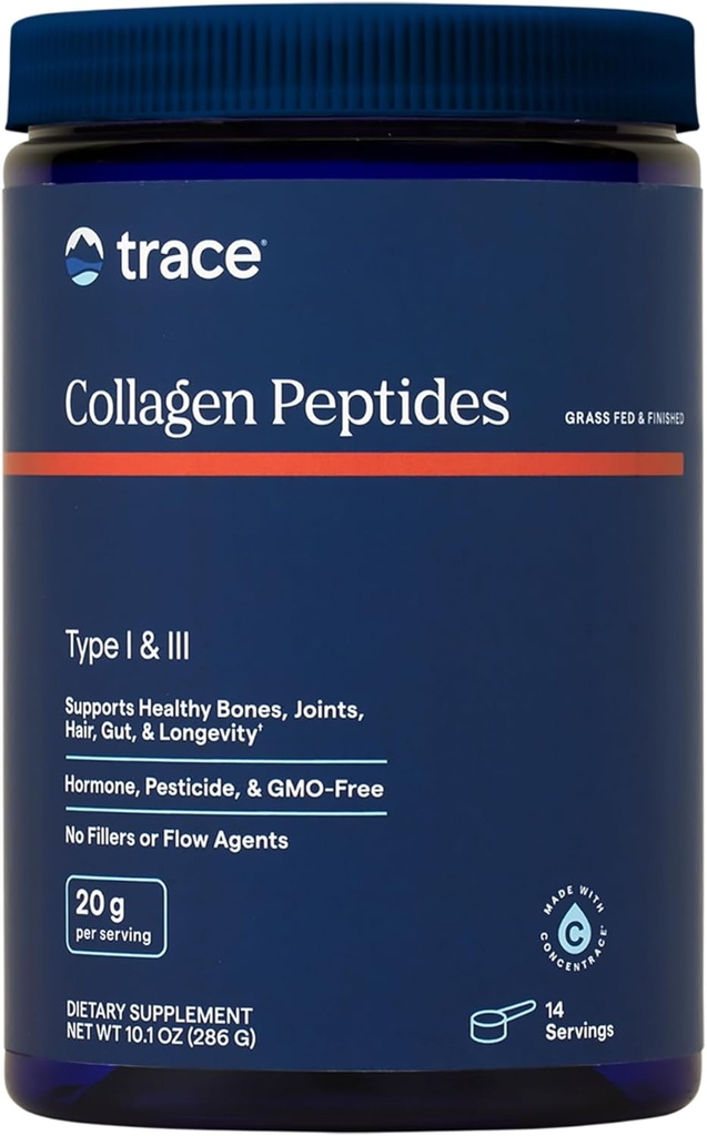 Trace Minerals Collagen Peptides - Healthy Bone & Joint Support - Συμπληρώματα κολλαγόνου Βοηθά Ισχυρά μαλλιά, νύχια & δέρμα - συμπλήρωμα σκόνης Υποστηρίζει την υγεία των ούλων - Unflavored, 286g (14 υπηρεσίες)