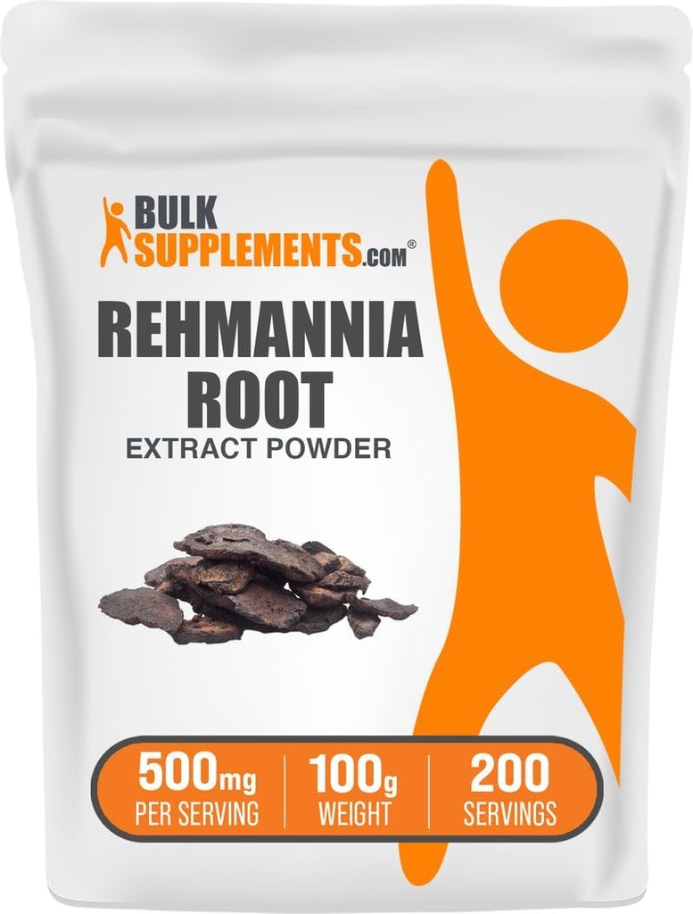 BulkSupplements.com Rehmannia Extract Powder, από Rehmannia Root, συμπλήρωμα βοτάνων - Χωρίς γλουτένη, 500mg ανά Σερβίρισμα, 100g (3.5 oz) (πακέτο του 1)