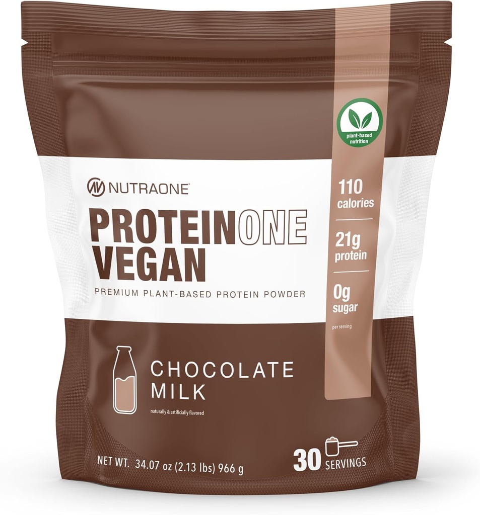 NutraOne ProteinOne Vegan Plant-based Protein Protein Powder Vegan Protein Powder, Dairy-Free, Pea and Rice Protein (Χοκολικό Γάλα)